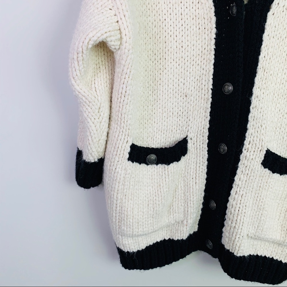 Zara White chunky knit oversized cardigan sweater - Picture 8 of 11